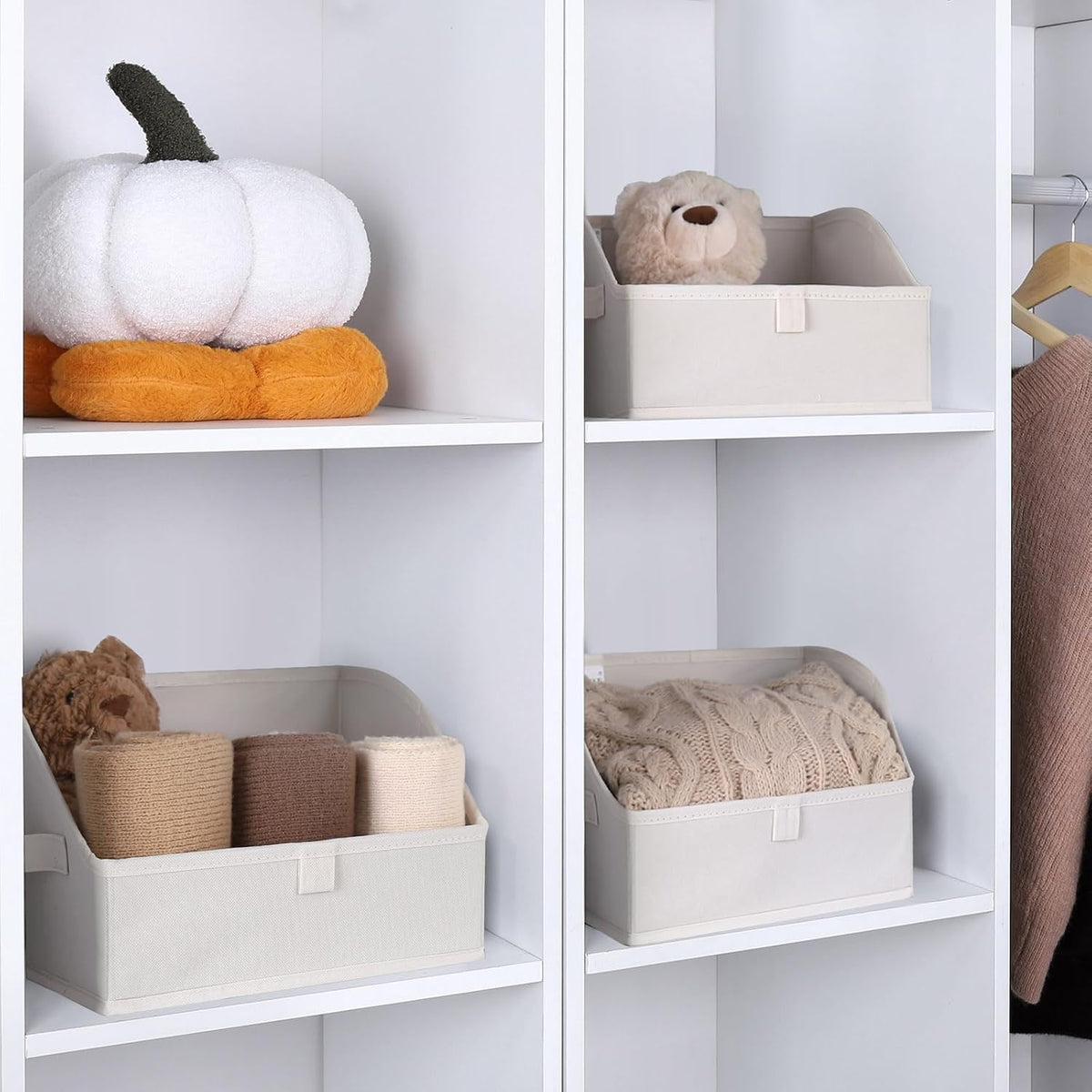 WUIKE Closet Organizers and Storage, Trapezoid Storage Bins, Fabric Closet Bins with Handles, Foldable Storage Baskets for Clothes, Purse, Blanket, Herringbone Gray, Extra Large
