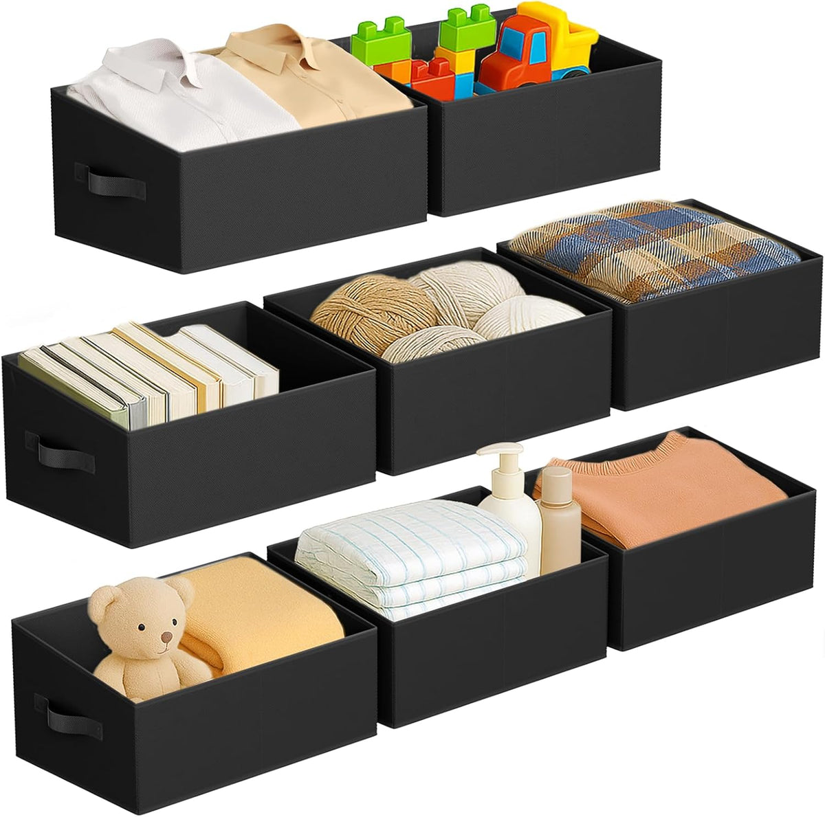DIMJ Closet Storage Bins - Fabric Storage Baskets for Shelves, Collapsible Closet Organizers and Storage with Handles, Trapezoid Shelf Organization Storage Cubes for Purse, Toys, Books, Towel, Socks