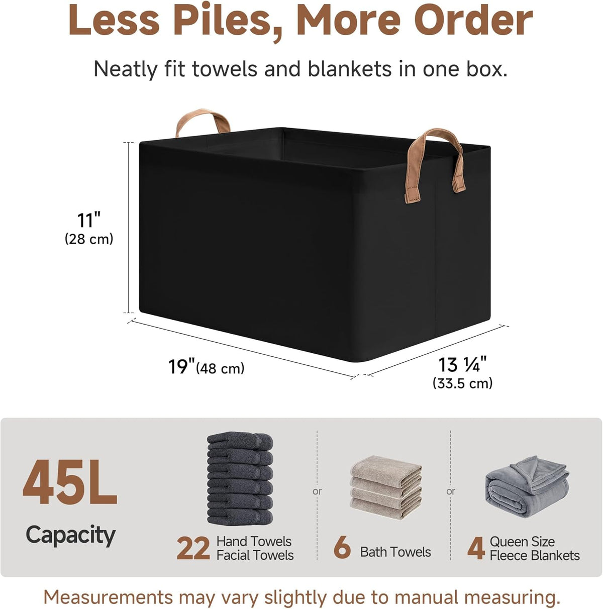 StorageWorks Storage Bins, Shelves Baskets for Organizing, Fabric Closet Organizers with Handles, Metal Frame, Beige-Cotton-linen, 2-Pack