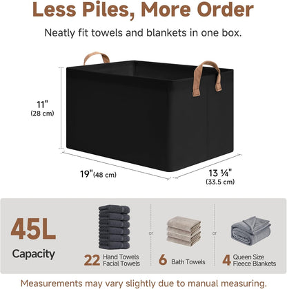 StorageWorks Storage Bins, Shelves Baskets for Organizing, Fabric Closet Organizers with Handles, Metal Frame, Beige-Cotton-linen, 2-Pack