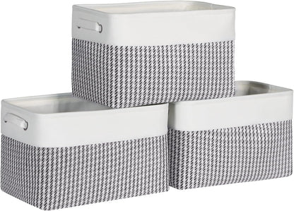 Foldable Storage Bin Collapsible Basket 12" x 10" x 9.5" Cube Storage Organizer Bins with Dual Carry Handles for Home Closet Shelves Drawers Organizer, Set of 3, Grey