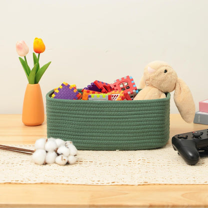 MiniArk Small Storage Baskets for Organizing | Closet Organizer Bins | Shelf Toy Basket | Woven Rope Baskets | Cube Decorative Box | Shallow Basket | L11.5xW7.5xH4.7| Brown