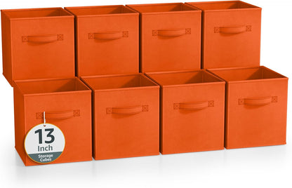 Sorbus Fabric Storage Cubes - 8 Foldable Storage Bins for Organizing Pantry, Cubbies, Toy Box - Clothes Storage & Closet Organizer - 11 Inch Collapsible Cube Baskets for Shelves with Handle