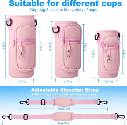 RRegeny Water Bottle Holder with Strap for Hydroflask 32oz 40oz, Carrier Sling Bag with Phone Pocket Water Bottle Sleeve for Men Women Hiking Camping Travelling