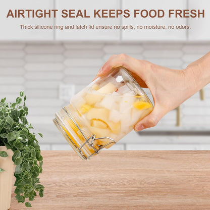 17oz Airtight Glass Jars, 6 Pack Clamp Lid Canisters, Small Food Storage Containers for Spices, Nuts, Snacks, Canning Jar for Jams & Pickling, Pantry Organization