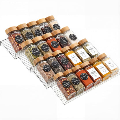 LETGO 8 Pack Adjustable Spice Rack for Drawer- Expandable From 11" to 22" Expandable Spice Drawer Organizer 4 Tiers Acrylic Seasoning Organizer Rack,Clear Spice Rack Tray for Spices,Condiment (8)