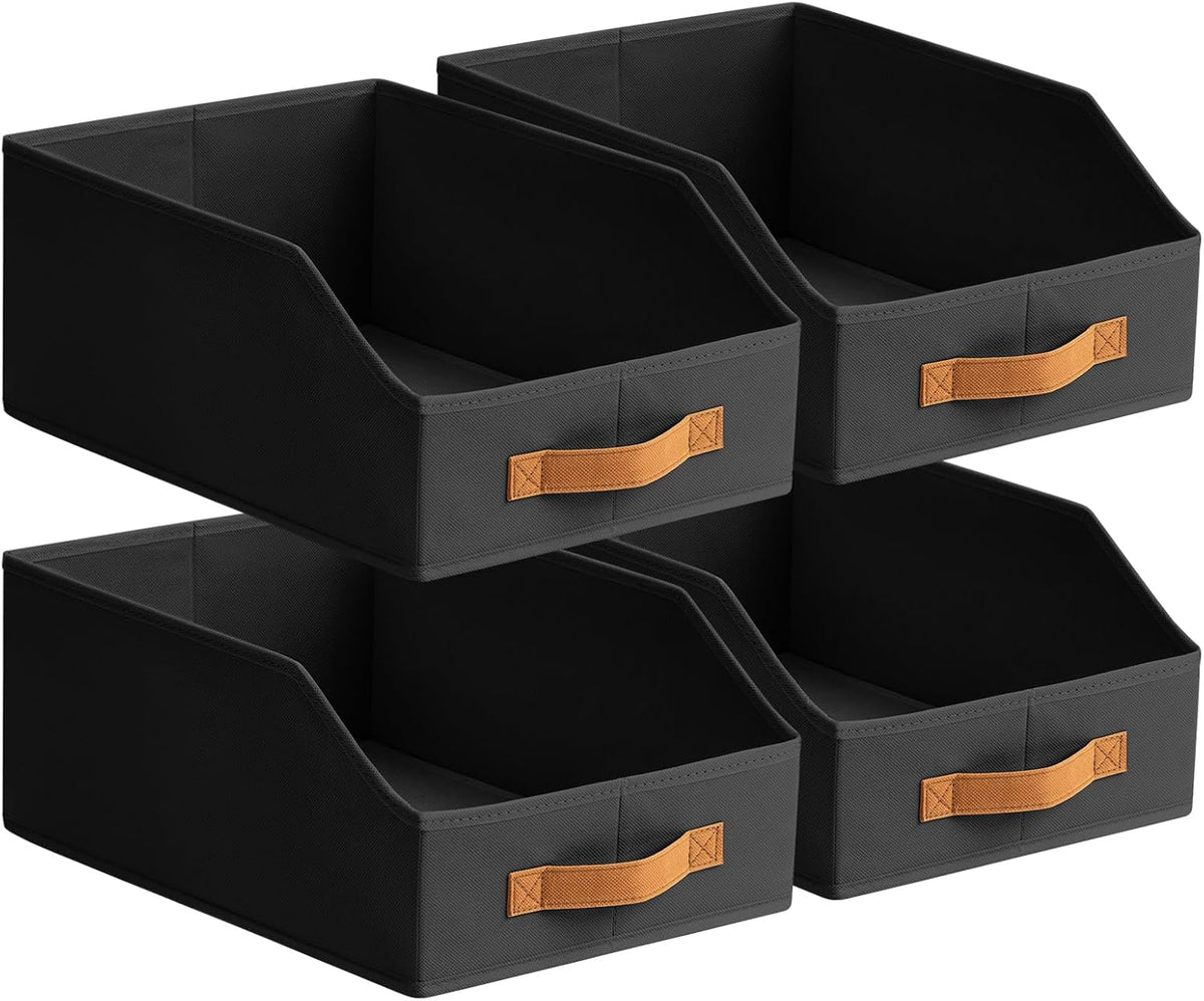 Homsorout Fabric Storage Bins for Organizing - Large Trapezoid Collapsible Storage Bins with Front Handle, Closet Organizers and Storage for Bedroom, Home Shelves, Small Spaces, Beige