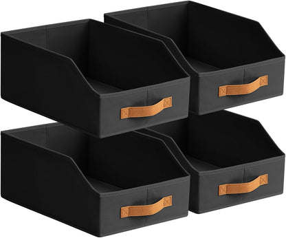 Homsorout Fabric Storage Bins for Organizing - Large Trapezoid Collapsible Storage Bins with Front Handle, Closet Organizers and Storage for Bedroom, Home Shelves, Small Spaces, Beige