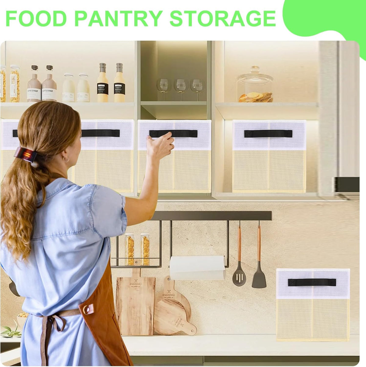 Closet Storage Bins, Large Closet Organizer Baskets with Divider & Handles,Trapezoid Fabric Shelf Organizers, Collapsible Storage Cubes for Clothes, Towels, Toys - Beige