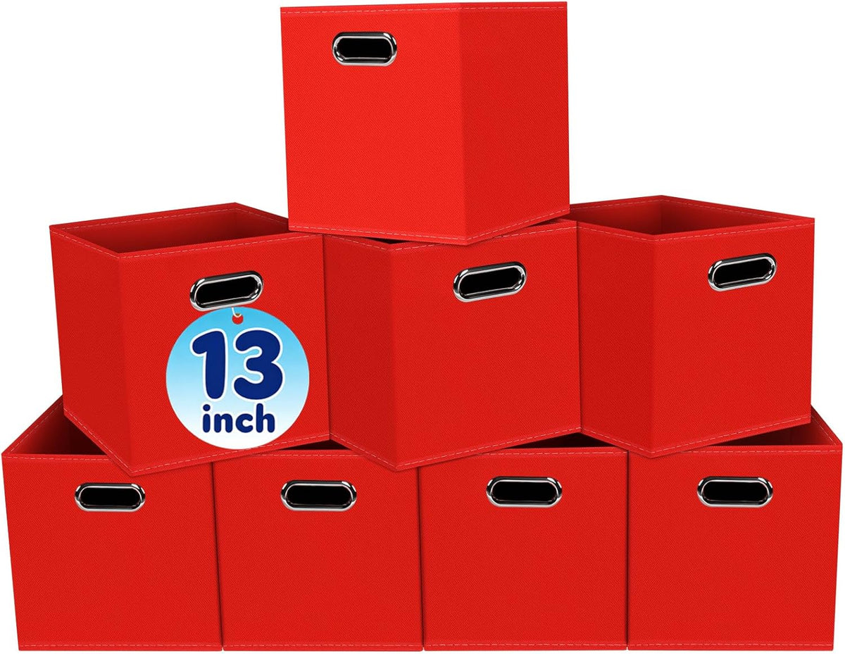 Black Fabric Cubby Storage Bins，13x13x13 Inches ，Cube Organizer Bin Foldable Storage Boxes with Dual Handles Fabric Organizer Box and collapsible Storage basket，Set of 3 ，Black