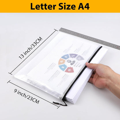 YOPCDJ 24pcs Mesh Zipper Pouch File Bags Puzzle Storage Bags, A3 17x12 Inches Large Reusable Zipper Pouches for Organizing Classroom Board Game Organization
