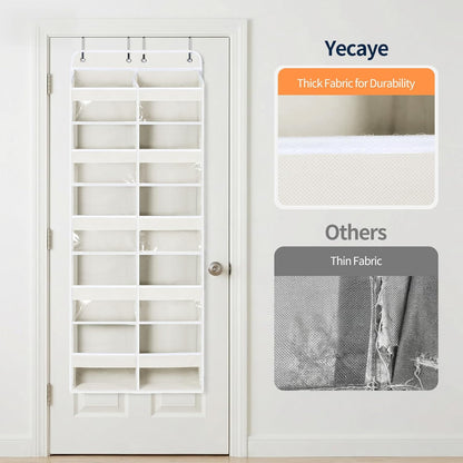 Yecaye Over The Door Organizer, 5 Tier Extra Large Behind Door Storage of 10 Compartments, 80lbs Heavy Duty Door Organizer Hanging with Clear Window for Closet Bedroom Pantry Bathroom, Grey
