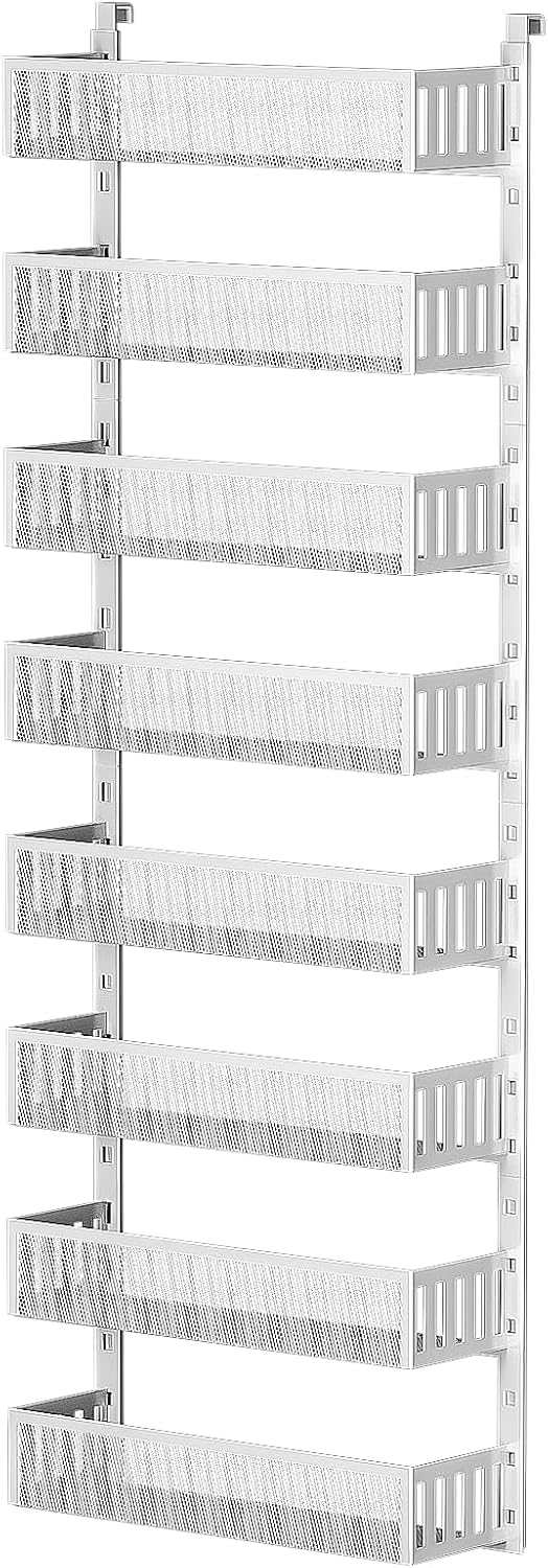 6-Tier Over The Door Pantry Organizer with Mesh Baskets, Adjustable & Stable Hanging Spice Rack for Kitchen, Bathroom, Bedroom, and Baby Essentials Storage