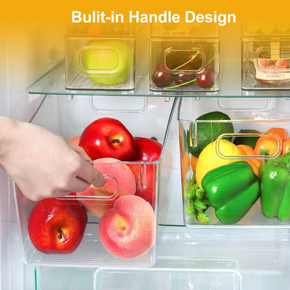 Hudgan Set of 8 Clear Plastic Storage Bins 4 Large and 4 Small Stackable Storage Containers for Pantry Organizers and Kitchen Storage, Cabinet, Freezer, Under Sink Organization