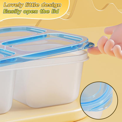 Canfanni 6 Pcs Snack Box Container Set, Reusable 3&4 Compartment Meal Prep Snack Containers for Adults Kids Toddler, BPA-Free Divided Lunchable Container for School, Work and Travel (5 Color)