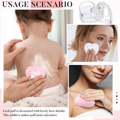 Tioncy 3 Pcs Large Body Powder Puff and Container Valentine's Day gift Powder Container with Puff Crystal Case Soft Washable Reusable Velour Face Body Glitter Wet Dry Makeup (Classic,Clear)
