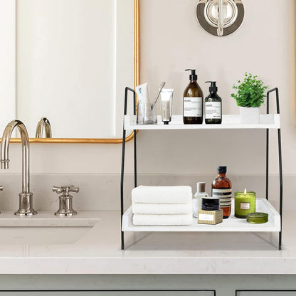Coffee Bar Accessories and Organizer Countertop, Coffee Station Organizer Kitchen Counter Shelf Organizer,Coffee Condiment Storage,Cup Lid Holder Countertop Shelf for Bathroom (White)