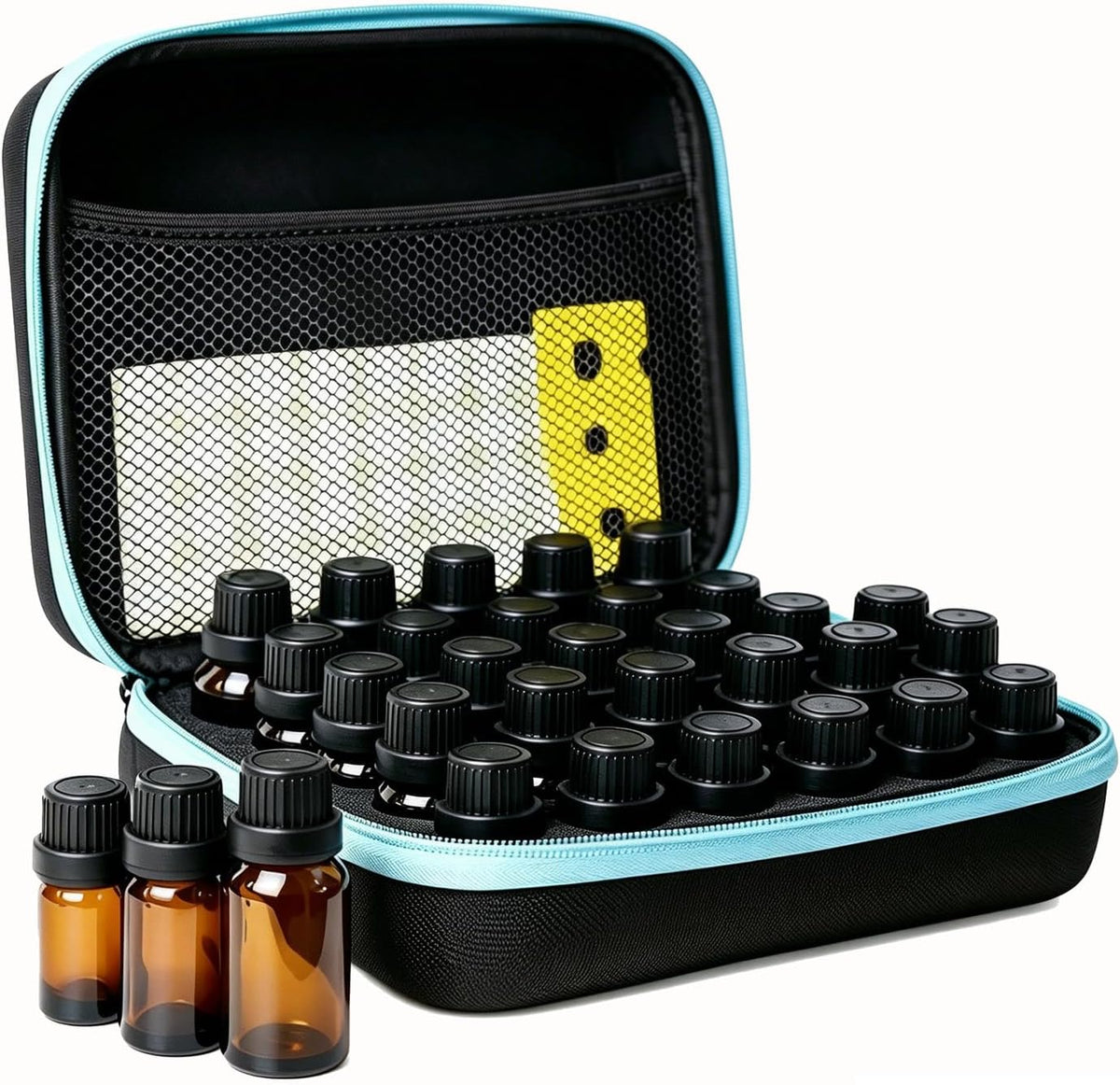 Essential Oil Storage Holder Organizer Carrying Case - 30 Bottles | Hard Shell Essential Oils Box Holds 5ml 10ml 15ml Bottle Travel Bag with Labels & Foam Insert for doTERRA & Young Living