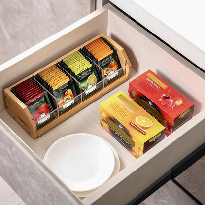 TIOPGHAD 3 Layer Stackable Bamboo Tea Bag Organizer Storage Holder for Tea Bags Wood Tea Box Containers Tea Rack Teabag Station Stand for Cabinet Countertop Office(Patented Design)