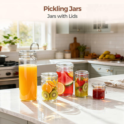 ComSaf 3-Pack 68oz 13-Inch Tall Glass Pasta Containers for Spaghetti & Long Pasta, Slender Airtight Canisters for Vertical Pantry Organization, Food Storage Jars for Linguine & Breadsticks