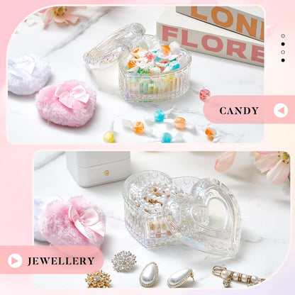 Tioncy 3 Pcs Large Body Powder Puff and Container Valentine's Day gift Powder Container with Puff Crystal Case Soft Washable Reusable Velour Face Body Glitter Wet Dry Makeup (Classic,Clear)