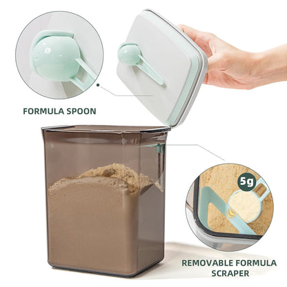 Formula Container to Go- 1700ml Pop Top Milk Powder Container, BPA-Free Airtight Formula Dispenser with Scoop and Scraper, 21OZ, 1.32LB, 600g, Clear