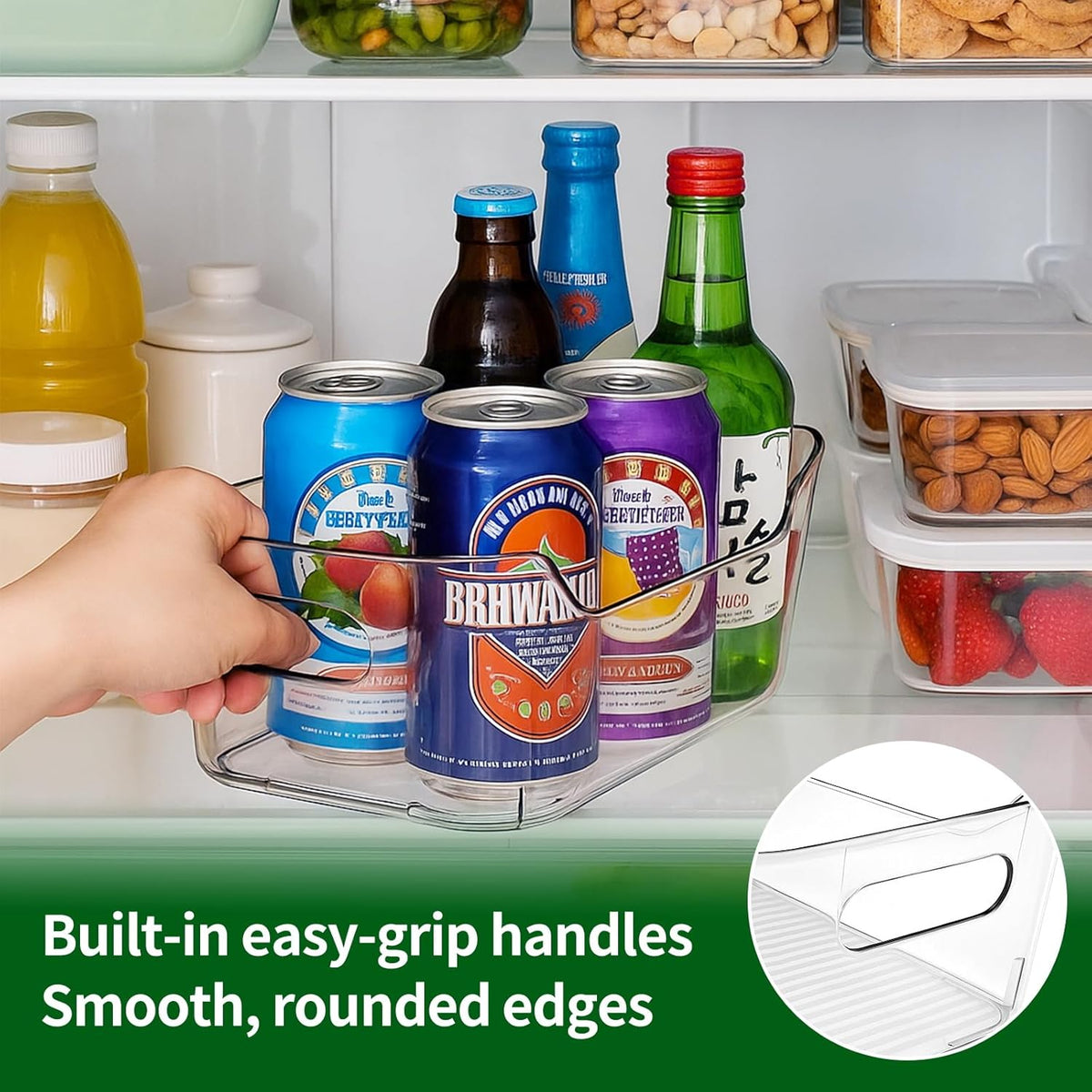 Acrylic Pantry Storage Bins, Storage Bins for Cabinets, Clear Bins for Pantry, Cabinets, Organizing, Fridge, Kitchen (7.9” x 5.5” x 3.2”)
