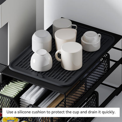 K Cup Organizer for Coffee Station - Sturdy Machine Base 60 Coffee Pod Storage Drawer, Non-Sagging Stand Compatible with Keurig K-Cup Pods, Anti-Vibration, No Assembly (Black)