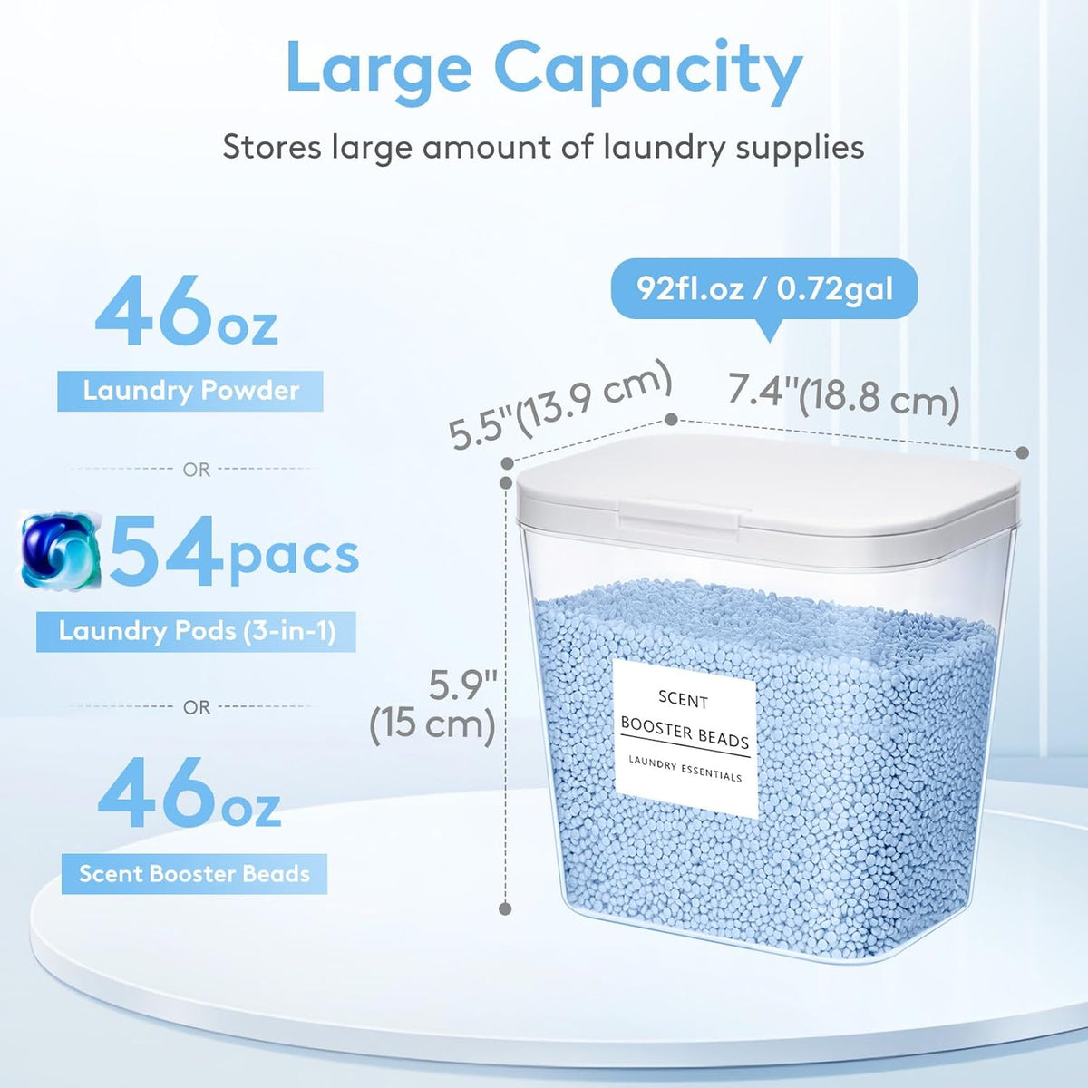 Lifewit Laundry Pods Container with Pop-up Lid, Laundry Room Organization, Dryer Sheet Holder for Washing Powder Scent Booster Beads, 2700 +2000ml/0.72+0.5gal,3 Pcs