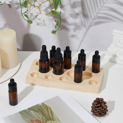 BENECREAT 3-Tier Essential Oil Display Stand, Wooden Essential Oil Organizer, Tabletop Storage Rack for 5-20ml Bottles, Nail Polish Compact Shelf, 6.7x11.8x2 inches