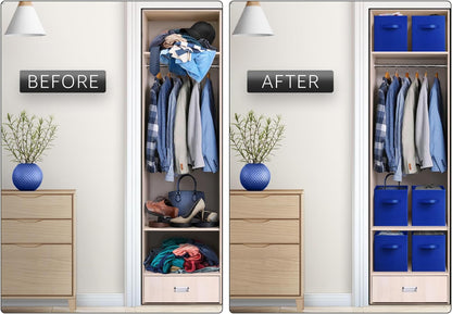 Sorbus Foldable Storage Cubes - 6 Fabric Baskets for Organizing Pantry, Closet, Shelf, Nursery, Playroom, Toy Box, Cubby -11 Inch Dual Handle Collapsible Closet Organizers and Storage Bins (Navy Blue)