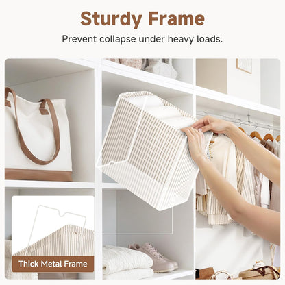StorageWorks Narrow Storage Bins, Small Basket for Closet and Shelves, Fabric Organizer with Handles, Toilet Paper Storage, Black, 2-Pack