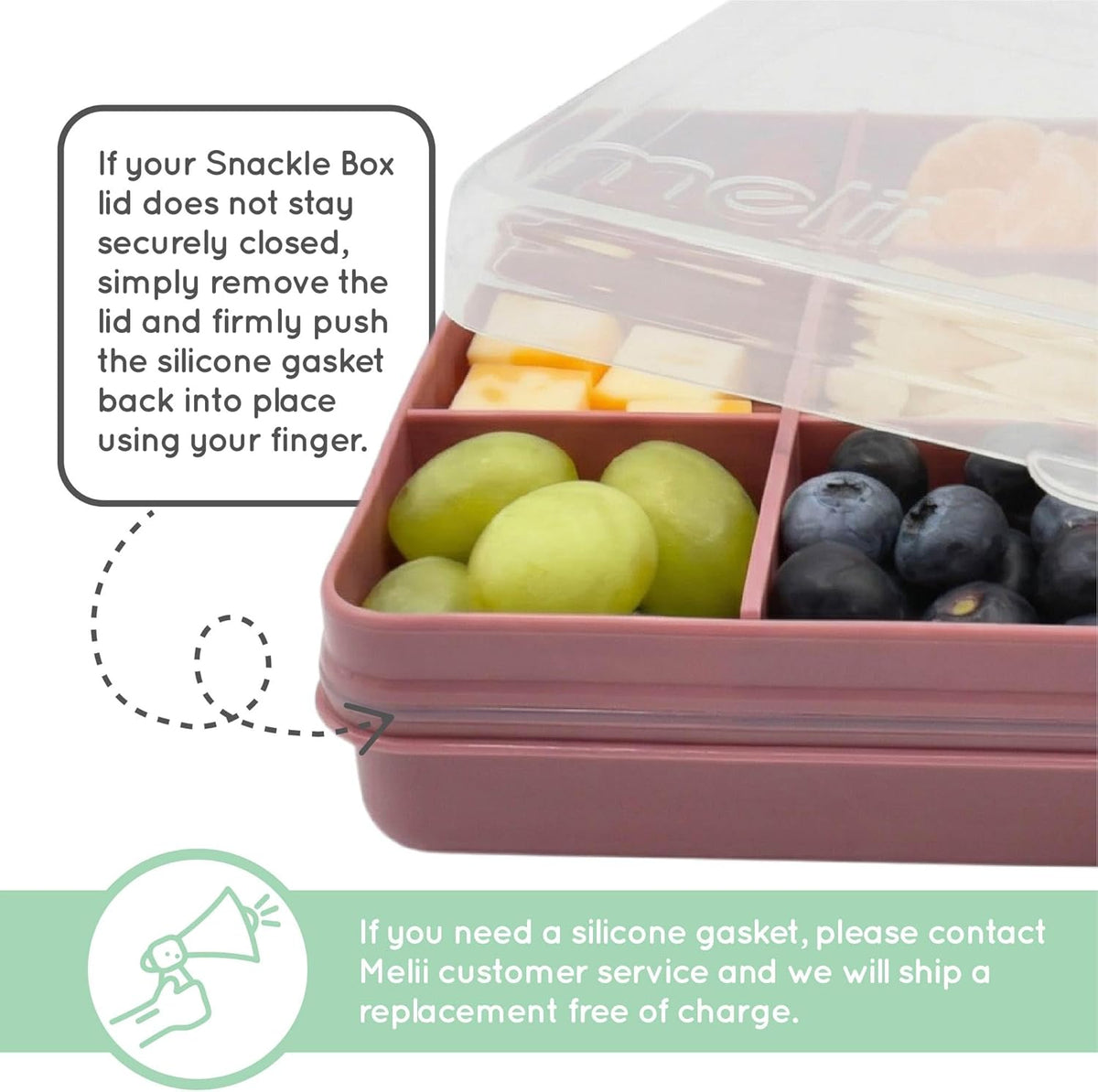 melii Snackle Box |12-Compartment Snack Container with Removable Dividers, BPA-Free Food Storage for Travel, School & On-the-Go Snacks, Kids & Family Organizer (Grey)