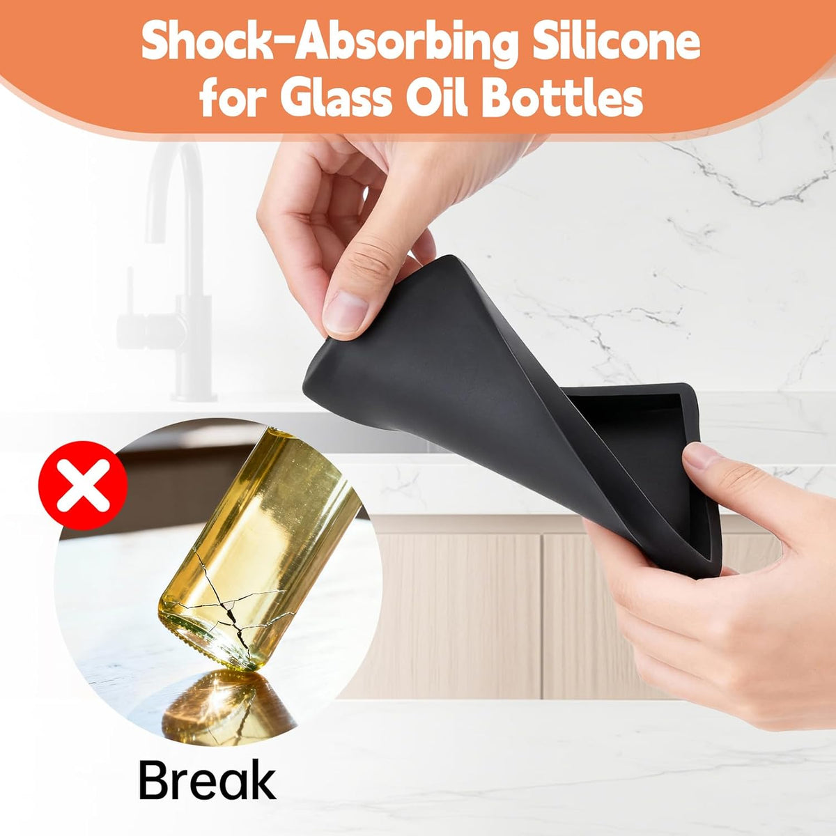 Oil Tray Kitchen Counter, Kitchen Tray for Oil Bottle, Made of Soft Silicone, Protect Bottles from Cracks and Scratches, Smooth, Easy to Clean, Keeps Countertop Tidy, for Glass Oils Sprayer and Bottle