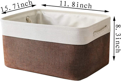 Fabric Storage Bins 12x8x5 inch [6-Pack] with Rope Handles - Decorative Baskets for Organizing