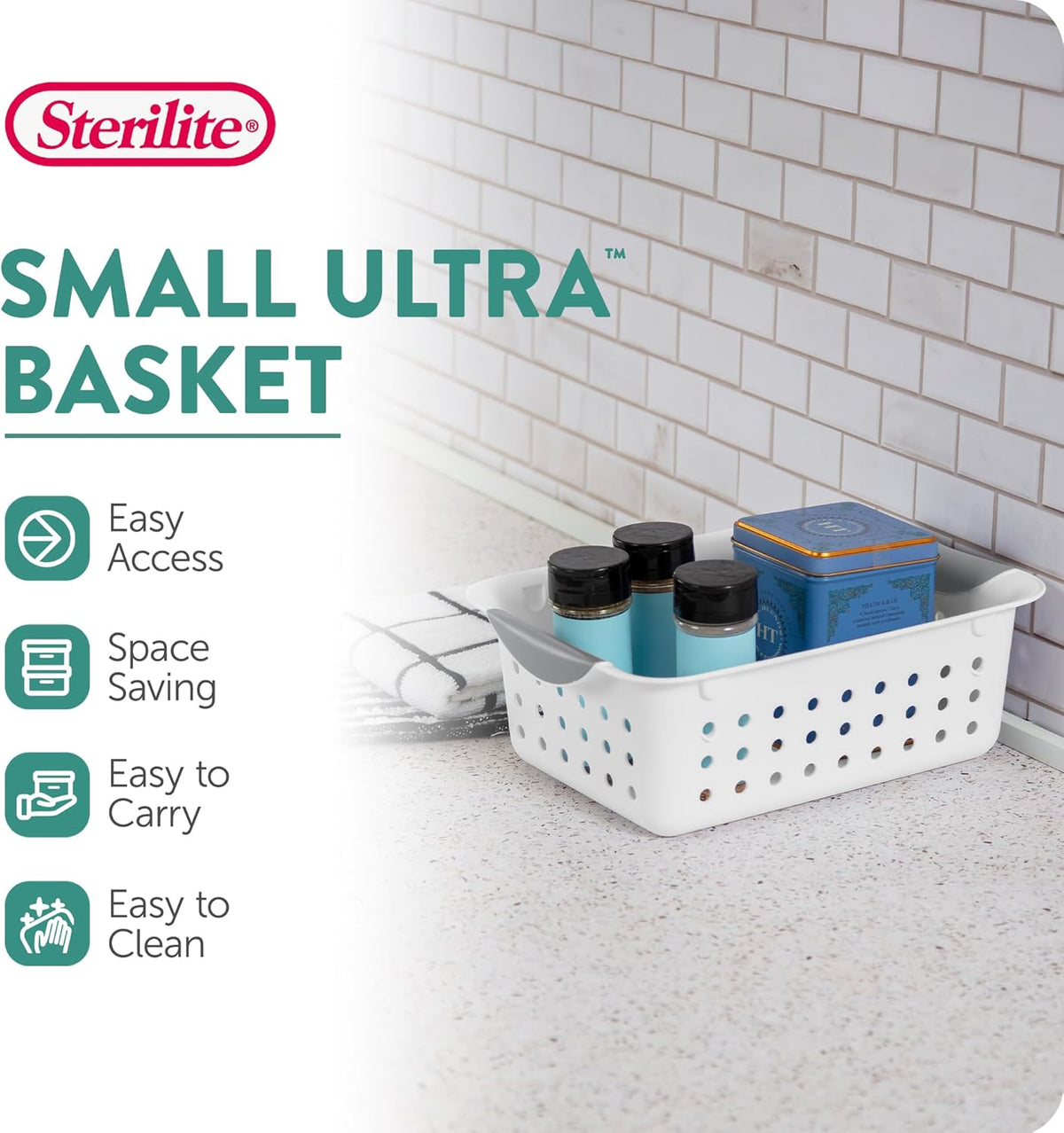 Sterilite 6-Pack Deep Ultra Basket, Open Top Plastic Storage Organizer, White - Classic Baskets for Organizing Countertops, Pantry Shelves, Kitchen Cabinets, Laundry Rooms or Home Offices