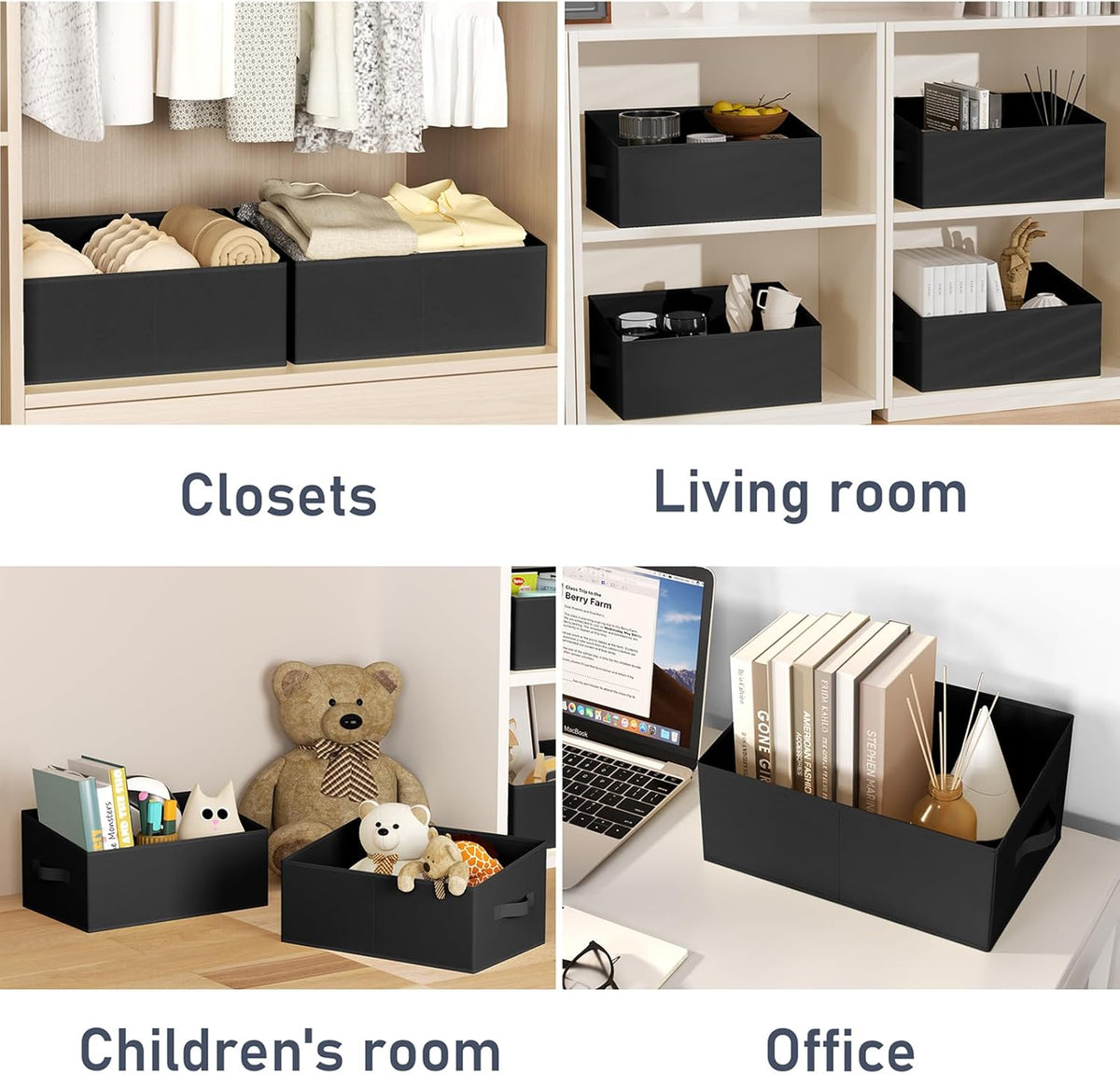 DIMJ Closet Storage Bins - Fabric Storage Baskets for Shelves, Collapsible Closet Organizers and Storage with Handles, Trapezoid Shelf Organization Storage Cubes for Purse, Toys, Books, Towel, Socks