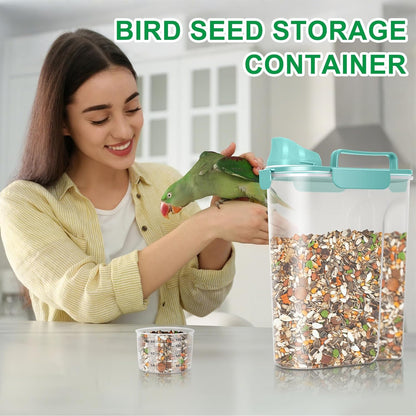 TBMax 2 Pack Cat Dog Food Storage Containers 10 to 14 Lbs, Portable Travel Pet Container Dispenser with Easy-Pouring Spout & Cup, Airtight Bird Seed Container Dog Treat Storage Bin -White