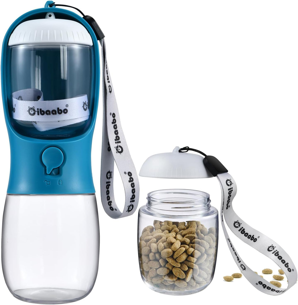 Cibaabo Dog Water Bottle with Food Container, Travel Puppy Water Bowl, Portable Pet Dispenser, Girl Dog Mom Gifts Accessories Stuff Essentials Necessities for Yorkie Chihuahua Cat Walking and Hiking