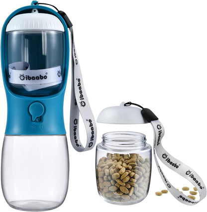 Cibaabo Dog Water Bottle with Food Container, Travel Puppy Water Bowl, Portable Pet Dispenser, Girl Dog Mom Gifts Accessories Stuff Essentials Necessities for Yorkie Chihuahua Cat Walking and Hiking