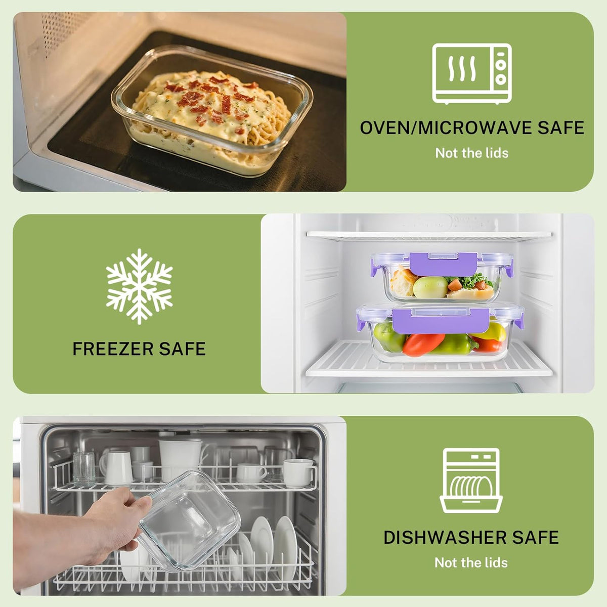 8 Pack Borosilicate Glass Food Storage Containers with Lids, Glass Meal Prep Containers, Airtight Bento Lunch Boxes with Snap Locks, Oven, Freezer and Dishwasher Safe, BPA Free, Kitchen Storage Set