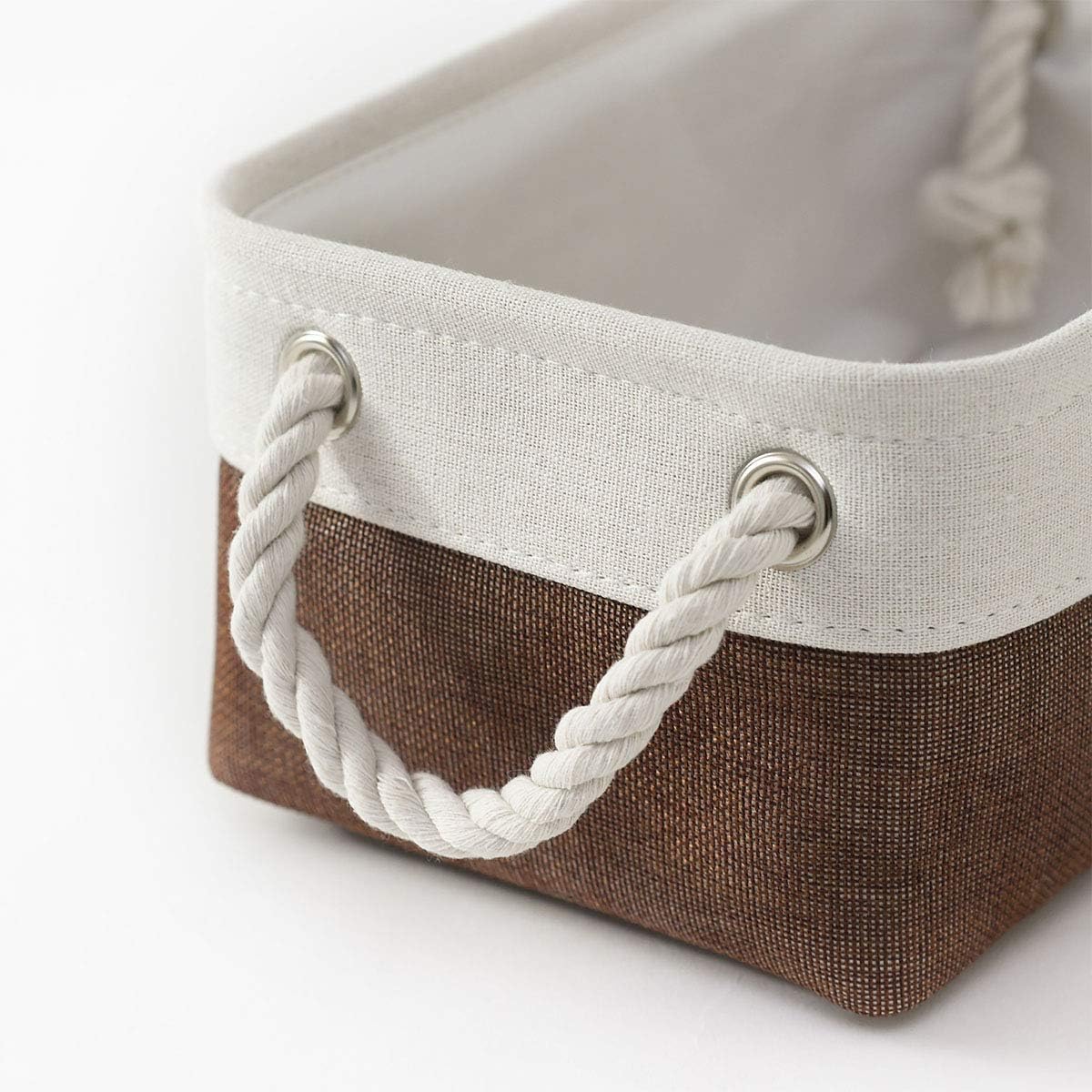 Fabric Storage Bins 12x8x5 inch [6-Pack] with Rope Handles - Decorative Baskets for Organizing