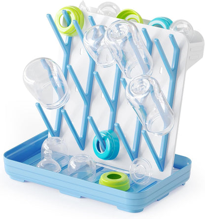 SpaceAid Baby Bottle Drying Rack with 20 Hooks, Space Saving Kitchen Bottles Rack Dryer, Vertical Baby Bottle Holder Organizer for Countertop Storage Accessories (White and Gray)