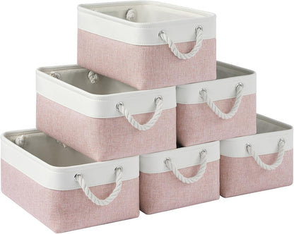 Large Storage Baskets- 15.7x11.8x8.26 inch Storage Bins for Shelves and Closet Organizing, Foldable Fabric Bin for Home Organization Clothes and Laundry (3-Pack, White&Khaki)