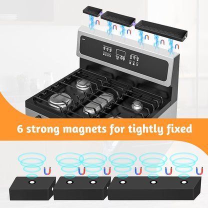 Magnetic Stove Top Shelf, Over the Stove Shelf Spice Rack & Spice Organizer – 30" Heat Resistant Silicone Stove Shelf, No Drill Kitchen Storage Organizer for Gas/Electric Stoves & Small Kitchens
