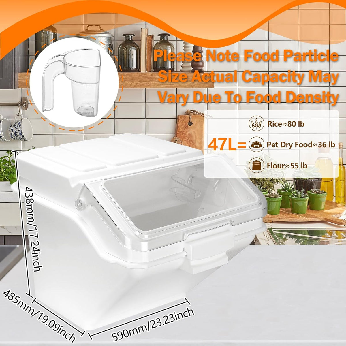 Flour Bin, 10 lb Stackable Kitchen Ingredient Storage Container with Lid - Food Pantry Organizer for Flour, Sugar, Rice, Baking,Dog Food Supplies (2.64 GAL-2.33 LB)