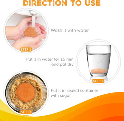 ENOLVO Terracotta Brown Sugar Saver- Brown Sugar Keeper Disc to Maintain Food Moisture in Storage Container - Terra Cotta Bear Softener Alternative (4 Pack)