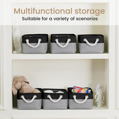 Large Storage Baskets- 15.7x11.8x8.26 inch Storage Bins for Shelves and Closet Organizing, Foldable Fabric Bin for Home Organization Clothes and Laundry (3-Pack, White&Khaki)