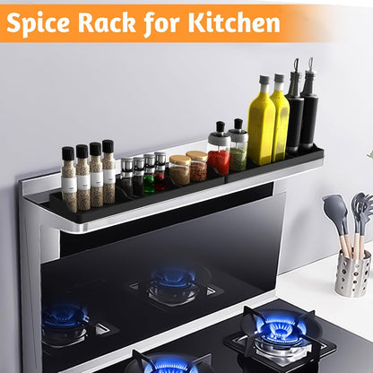 Magnetic Stove Top Shelf, Over the Stove Shelf Spice Rack & Spice Organizer – 30" Heat Resistant Silicone Stove Shelf, No Drill Kitchen Storage Organizer for Gas/Electric Stoves & Small Kitchens
