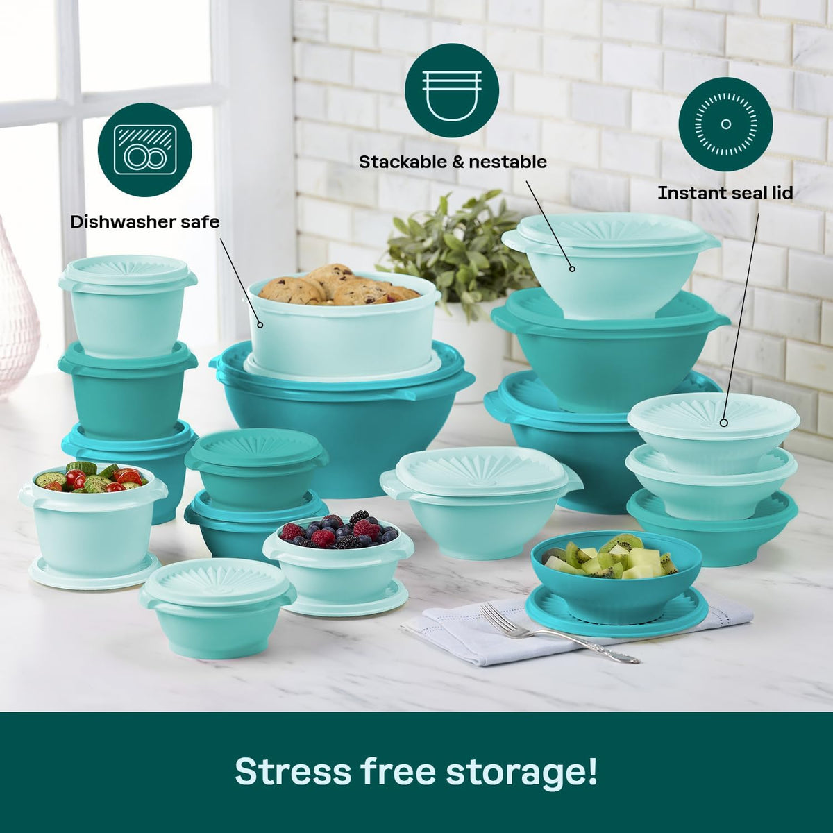 Tupperware Heritage Collection, New Food Storage Container Set in Vintage Pink, Dishwasher Safe and BPA Free (18 containers, 18 lids)